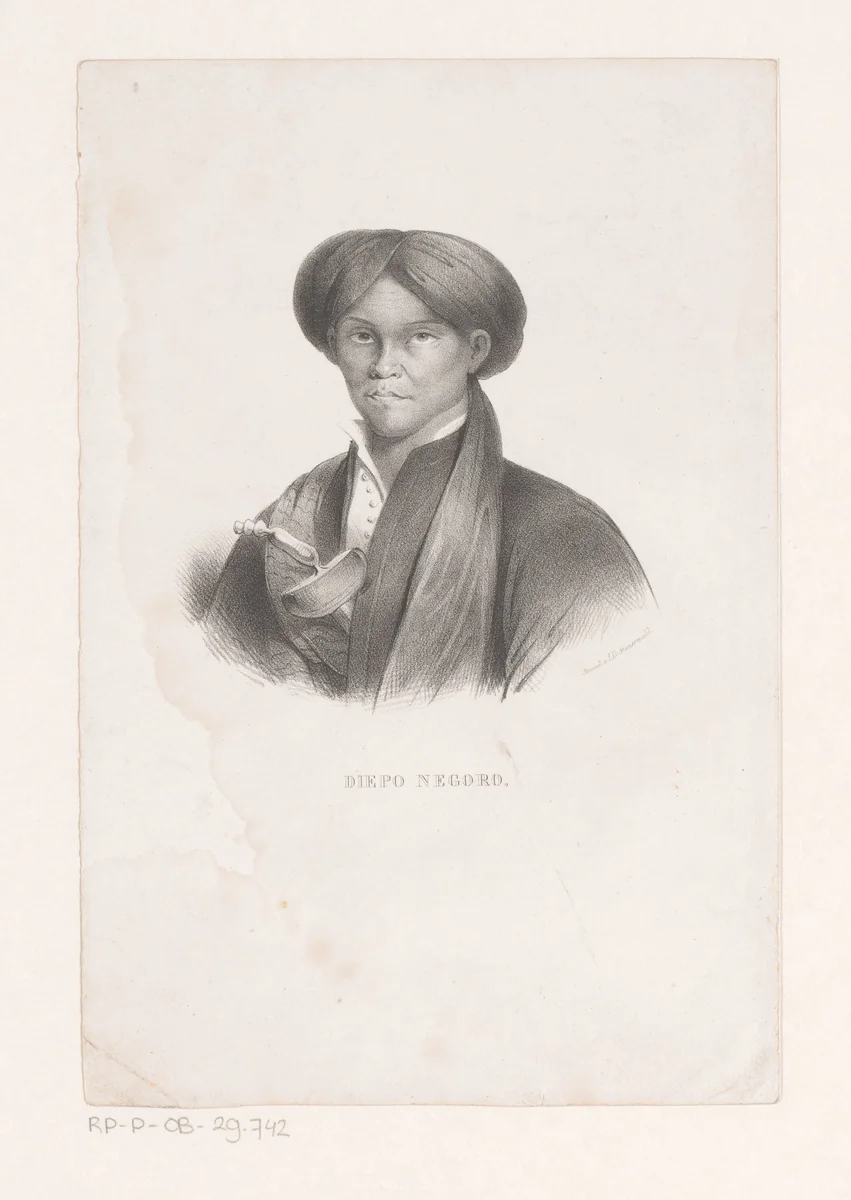 Portret van prins Diponegoro by anonymous, print, 1847
