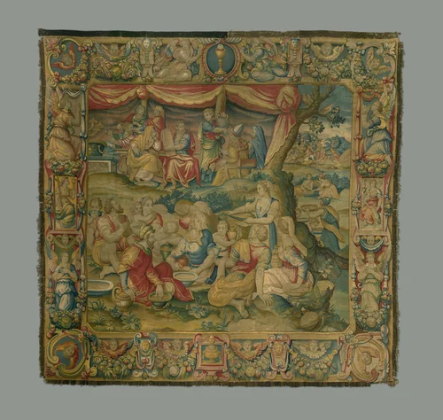 The Gathering of Manna by Alessandro Allori, textile, 1595-1596