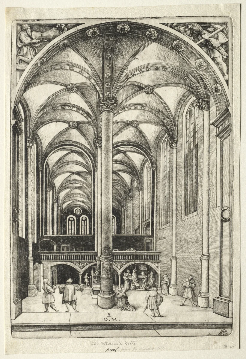 View in the interior of St. Catherine's chruch at Augsburg by Daniel Hopfer, print