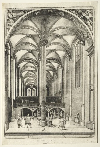 View in the interior of St. Catherine's chruch at Augsburg by Daniel Hopfer, print