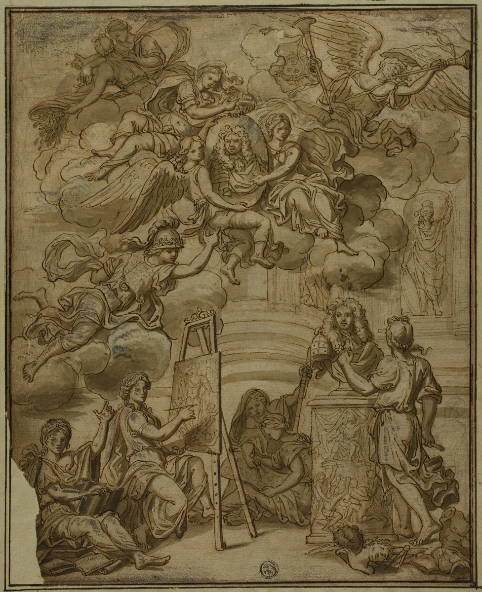 Title Page with Portrait of Viceroy of Naples by Francesco Solimena, drawing, 1600-1799