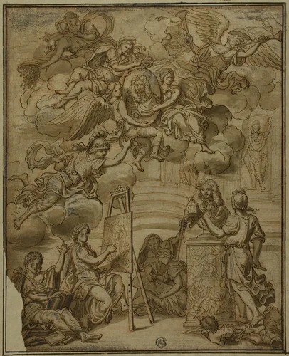 Title Page with Portrait of Viceroy of Naples by Francesco Solimena, drawing, 1600-1799