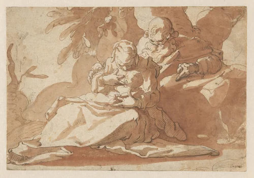 Rust op de vlucht naar Egypte by Gerrit Pietersz. Sweelink, drawing, 1593
