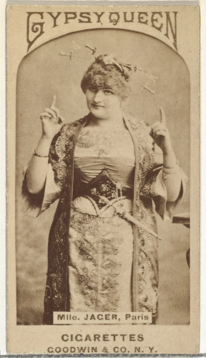 Mlle. Jager, Paris, from the Actors and Actresses series (N171) for Gypsy Queen Cigarettes by Goodwin & Company, photograph, 1886-1890