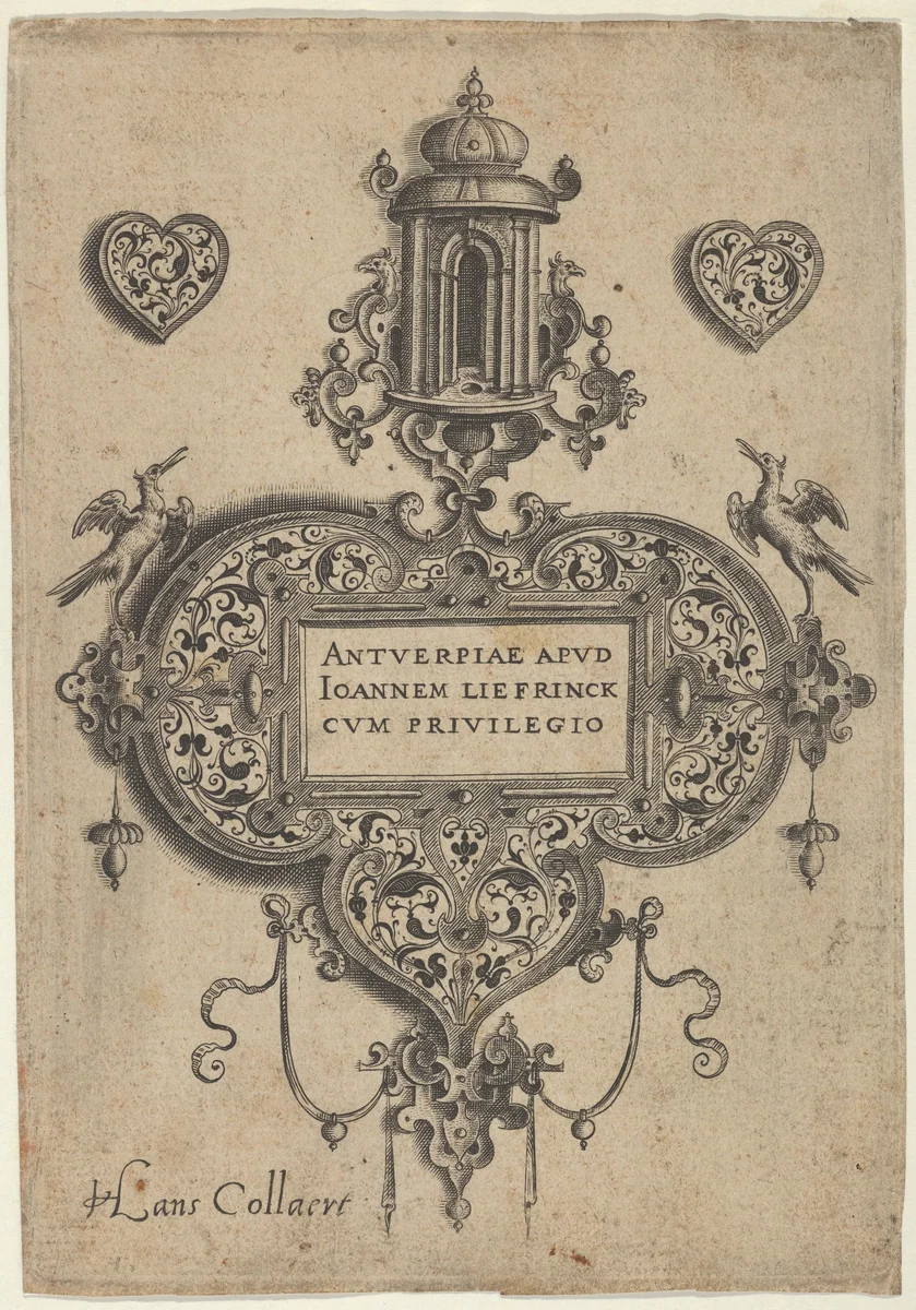 Title Plate, from "Pendant Designs with Architectural Elements and Vegetal-Arabesques" by Jan Collaert, print, 1530-1573