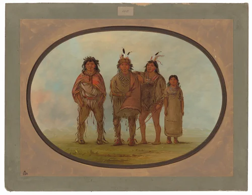 Four Dogrib Indians by George Catlin, painting, 1855-1869