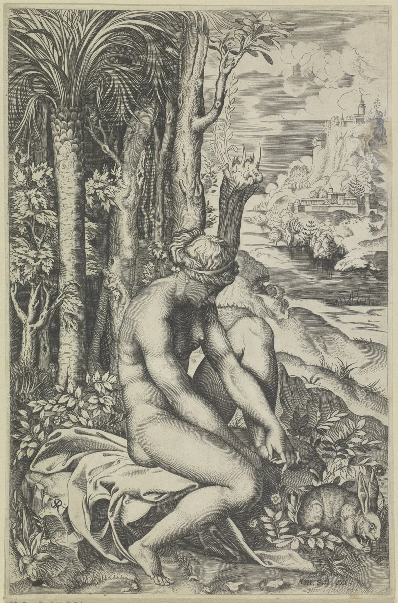 Venus en de roos by Unknown, print, 1517-1562