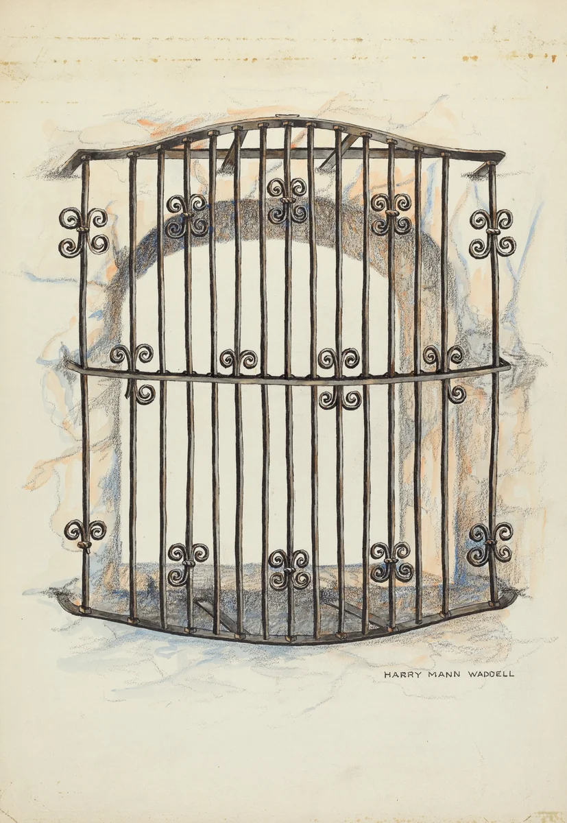Iron Grille at Window by Harry Mann Waddell, index of american design, 1935-1942