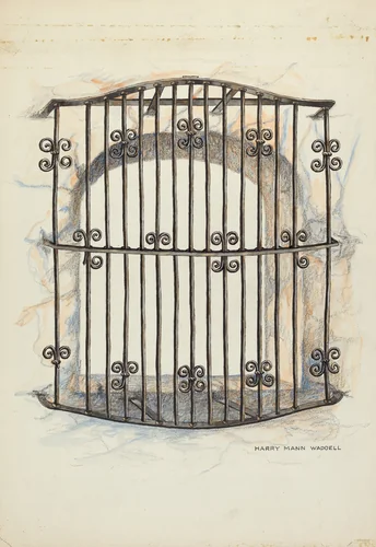 Iron Grille at Window by Harry Mann Waddell, index of american design, 1935-1942