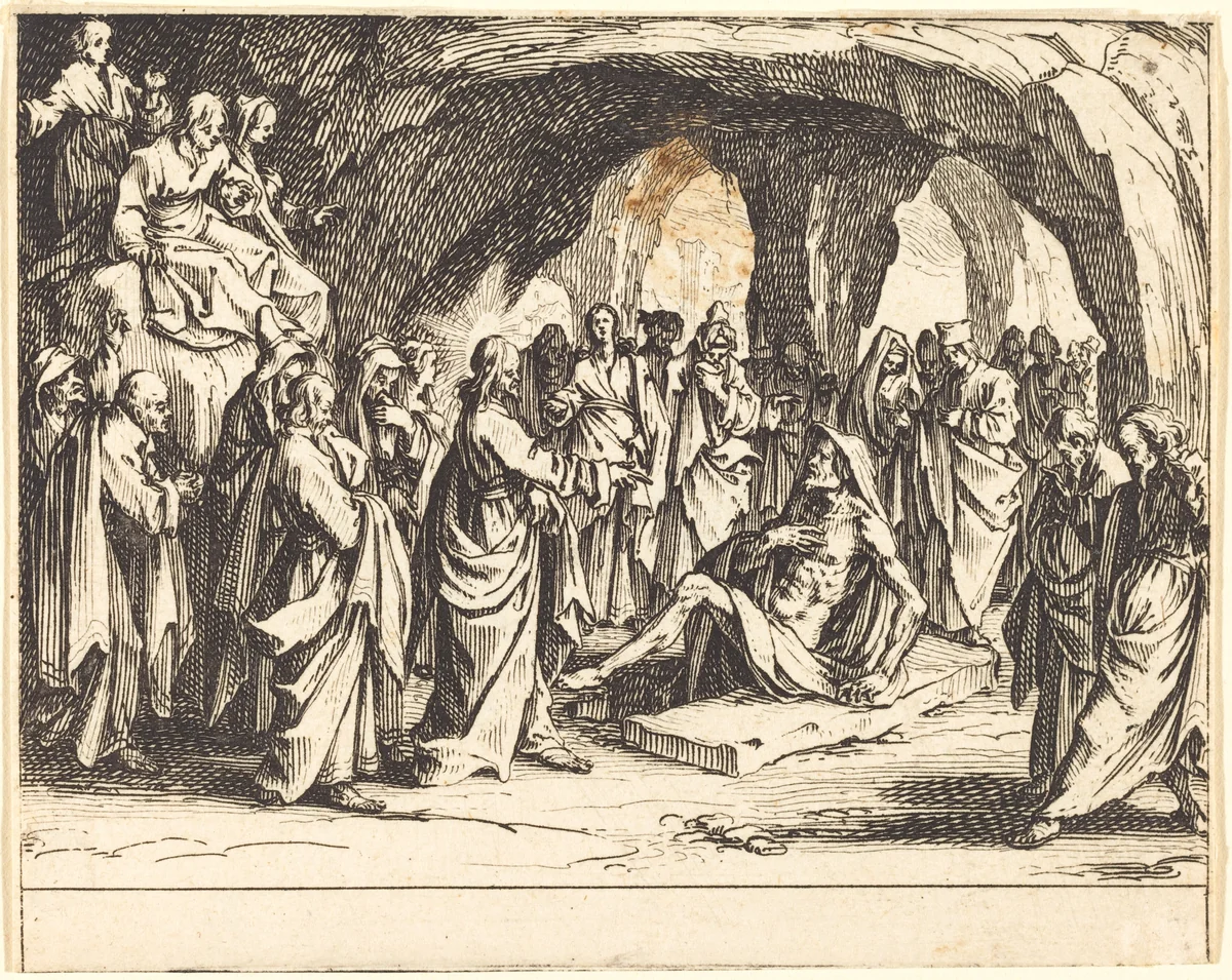 Raising of Lazarus by Jacques Callot, print, 1635