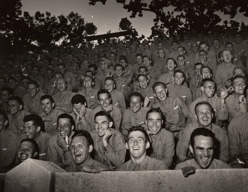 Pre-flight School, Future Naval Aviators Watching a Show, Chapel Hill, North Carolina by Wayne Miller, photograph, 1942