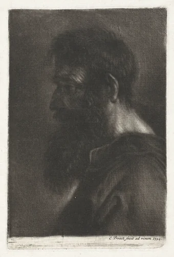 Lezende oude man by Cornelis Troost, print, 1706-1750