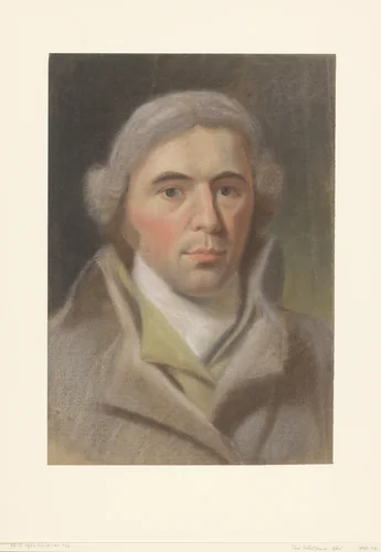 Zelfportret van Taco Scheltema (?) met pruik by Taco Scheltema, drawing, 1770-1837