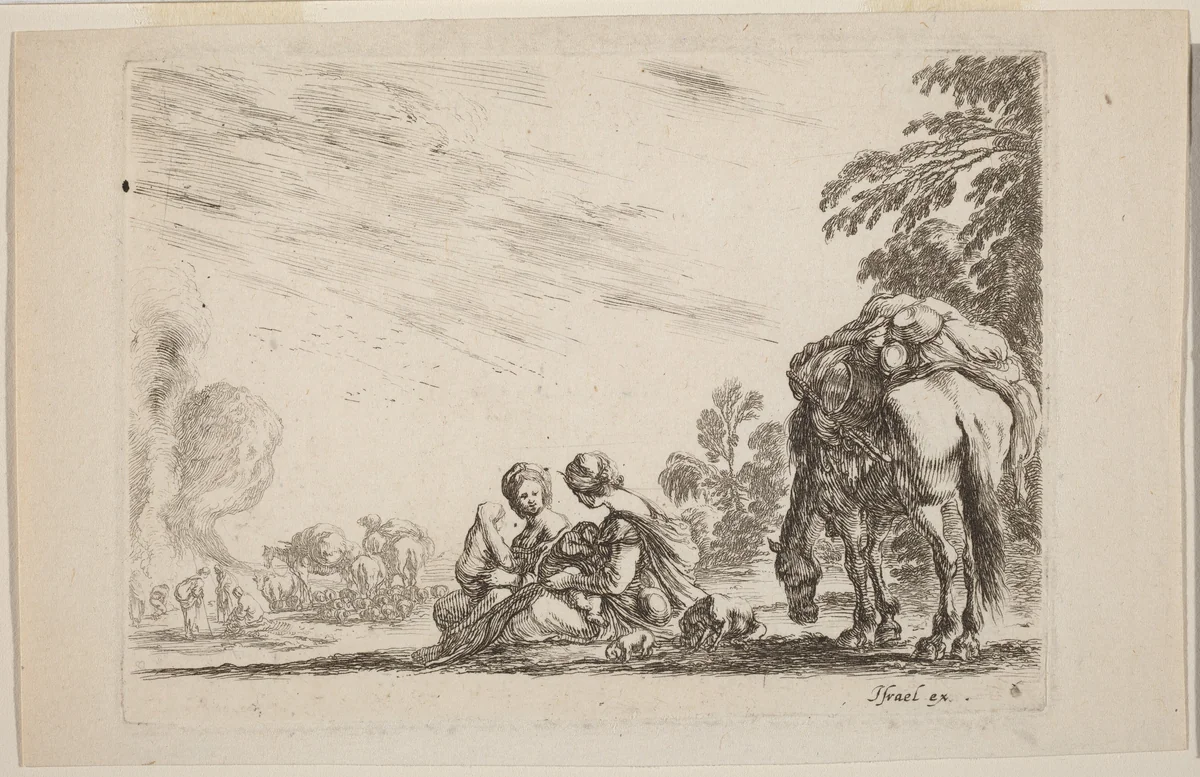 Gypsies at Rest by Stefano della Bella, print, 1642
