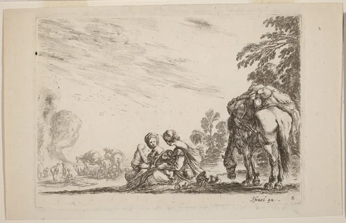 Gypsies at Rest by Stefano della Bella, print, 1642