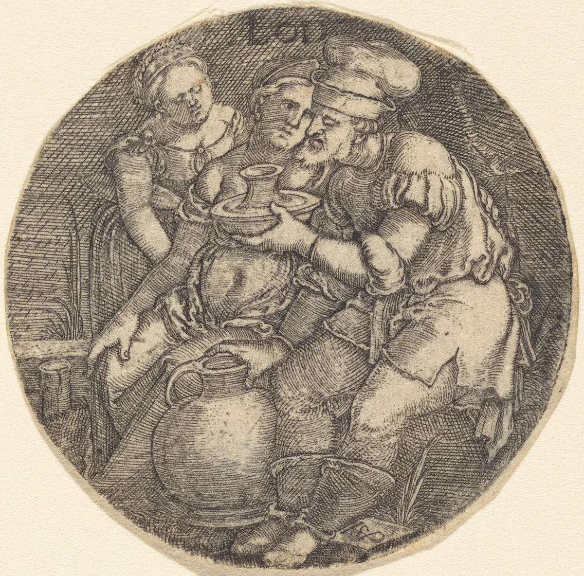 Lot and His Daughters by Sebald Beham, print, 1526