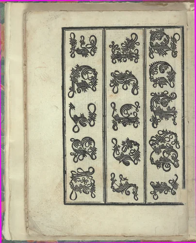 Opera Nova Universali intitulata Corona di racammi, page 37 (verso) by Giovanni Andrea Vavassore, book, 1530