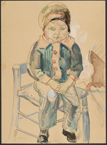 Boy on a Chair by William Sommer, drawing, 1927