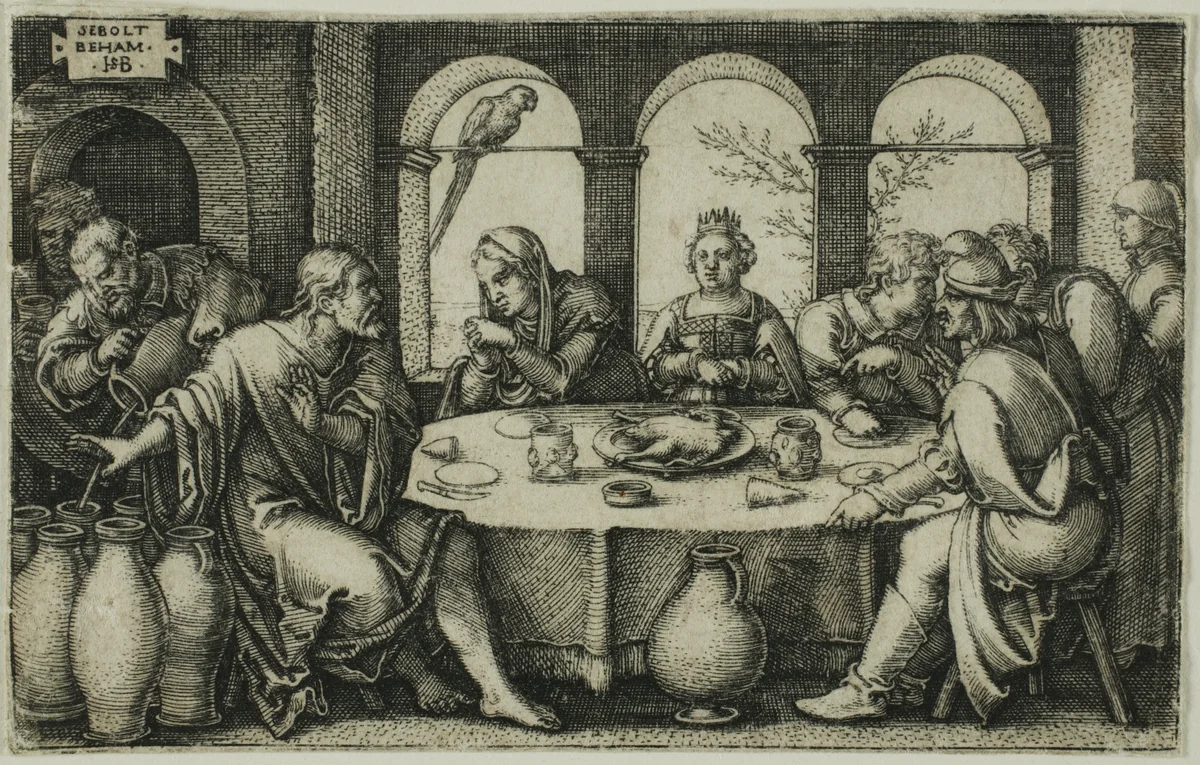 The Wedding at Cana by Sebald Beham, print, 1520-1550