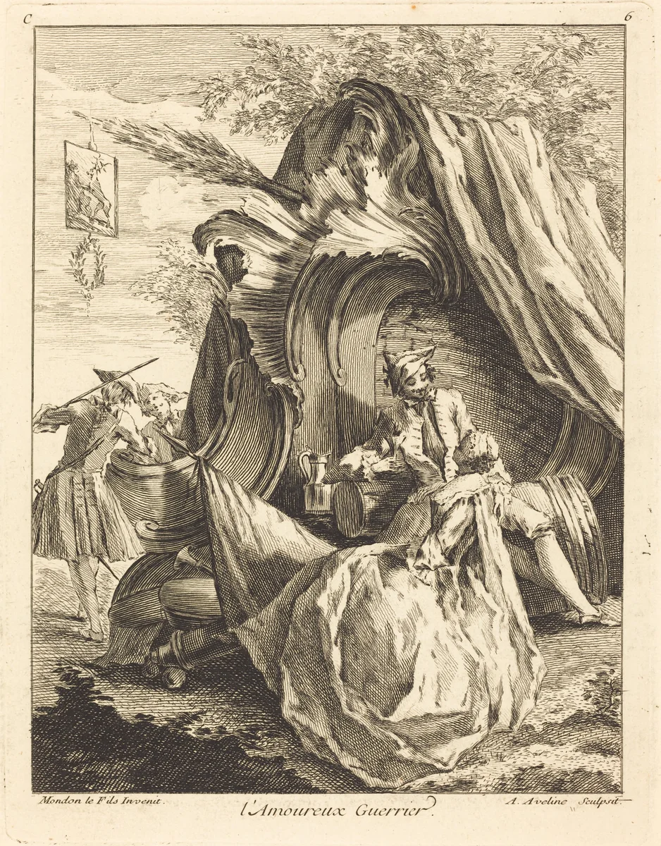 l'Amoureux Guerrier by Antoine Aveline, Jean Mondon, print, 1736