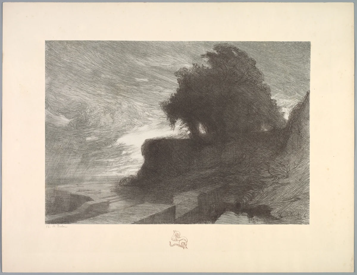 Suite de Paysages: Landscape, Plate 4, Remarque, Snake by Charles Marie Dulac, print, 1892-1893