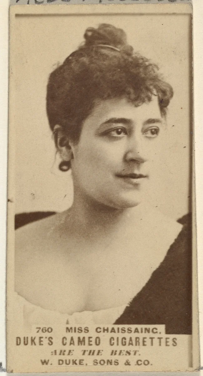 Card Number 760, Miss Chaissaing, from the Actors and Actresses series (N145-5) issued by Duke Sons & Co. to promote Cameo Cigarettes by W. Duke, Sons & Co., photograph, 1880-1889