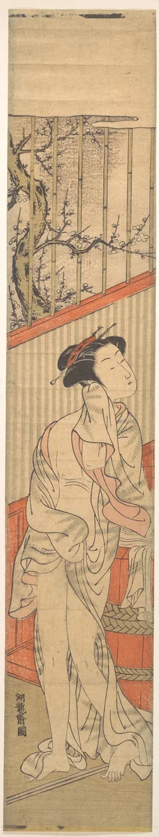 Girl Drying Herself after Her Bath by Isoda Koryūsai, print, 1770-1790