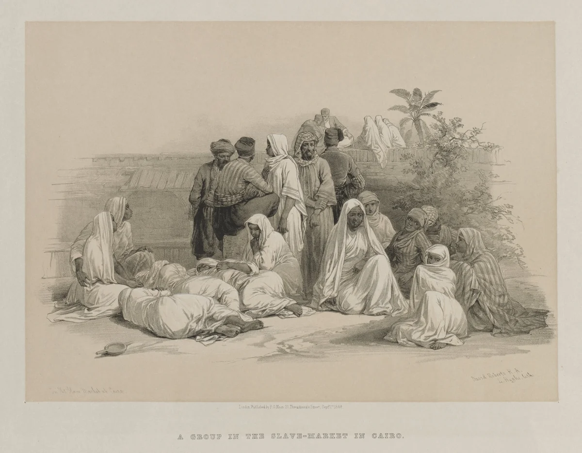 Egypt and Nubia, Volume III: In the Slave Market at Cairo by Louis Haghe, print, 1849