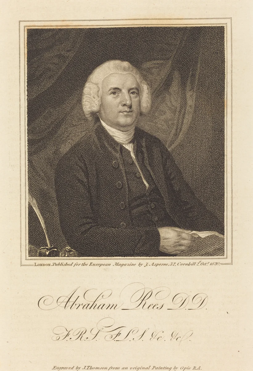 Abraham Rees, D.D. by James Thomson; John Opie, print, 1820