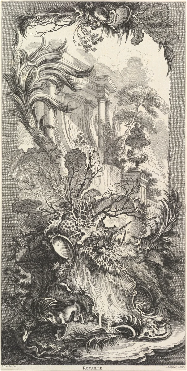 Rocaille (Rock Garden) by Claude Augustin Duflos le Jeune, print, 1732-1742