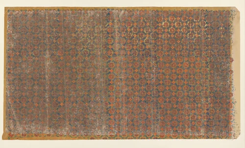 Blad met ruitenpatroon van ranken met bloem als veldvulling (één van acht identieke bladen) by anonymous, other, 1850-1950