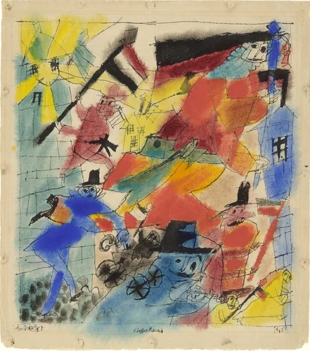 Euphoric Victory (Siegesrausch) by Lyonel Feininger, drawing, 1918