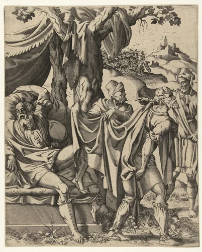 Dronkenschap van Noach by Unknown, print, 1540-1560
