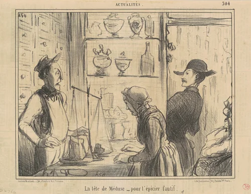 La tête de Méduse pour l'épicier fautif by Honoré Daumier, print, 1856
