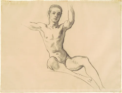 Study for Figure above "Music" by John Singer Sargent, drawing, 1919-1920