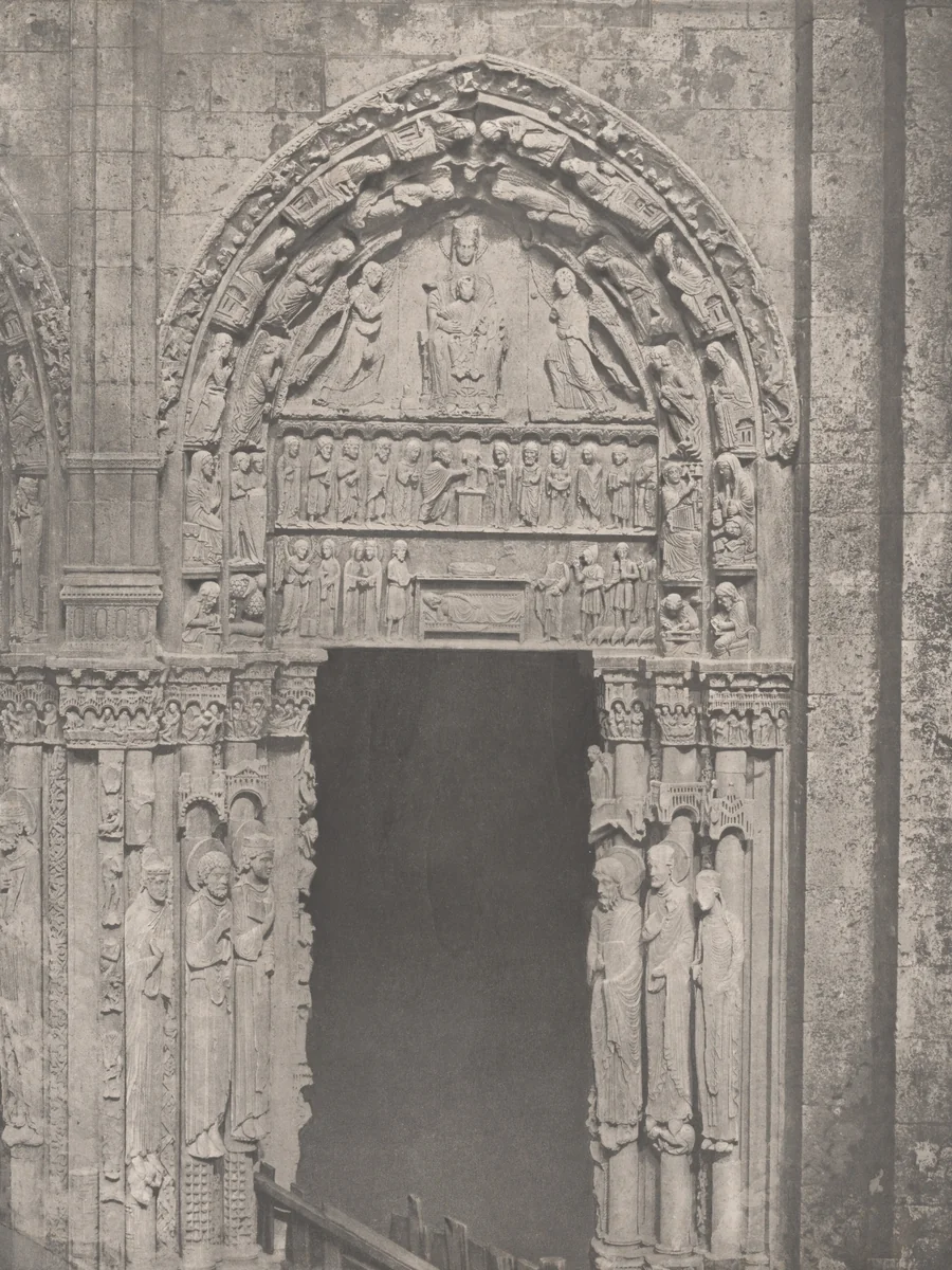 Cathedrale de Chartres, Côté Occidental, Porte Latérale de Droite, XIIe Siècle (Chartres Cathedral, West Side, Right Side Door, XII Century) by Charles Nègre, photograph, 1852-1862