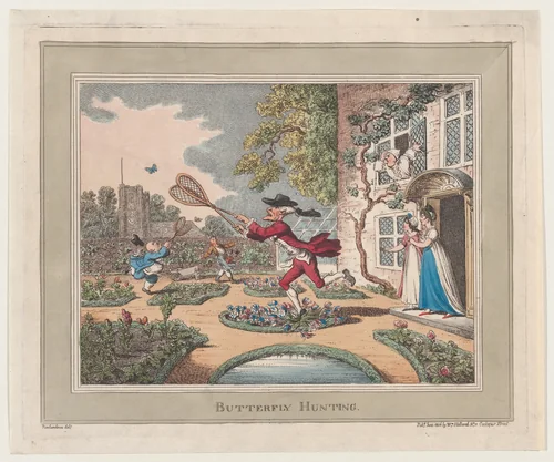 Butterfly Hunting by Thomas Rowlandson, print, 1806