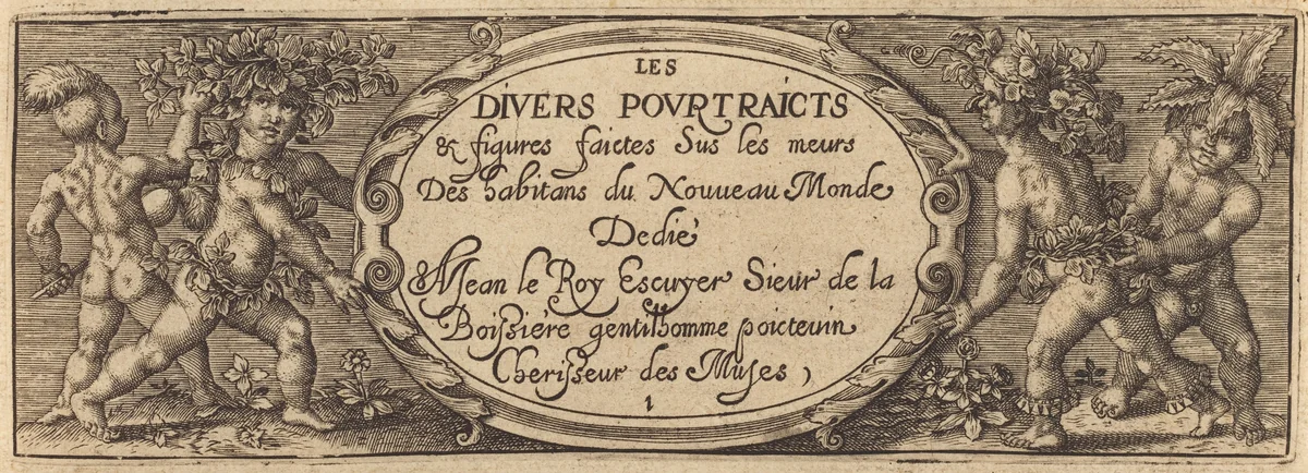 Les divers pourtraicts et figures I (Title Page) by Master AD, print, 1600
