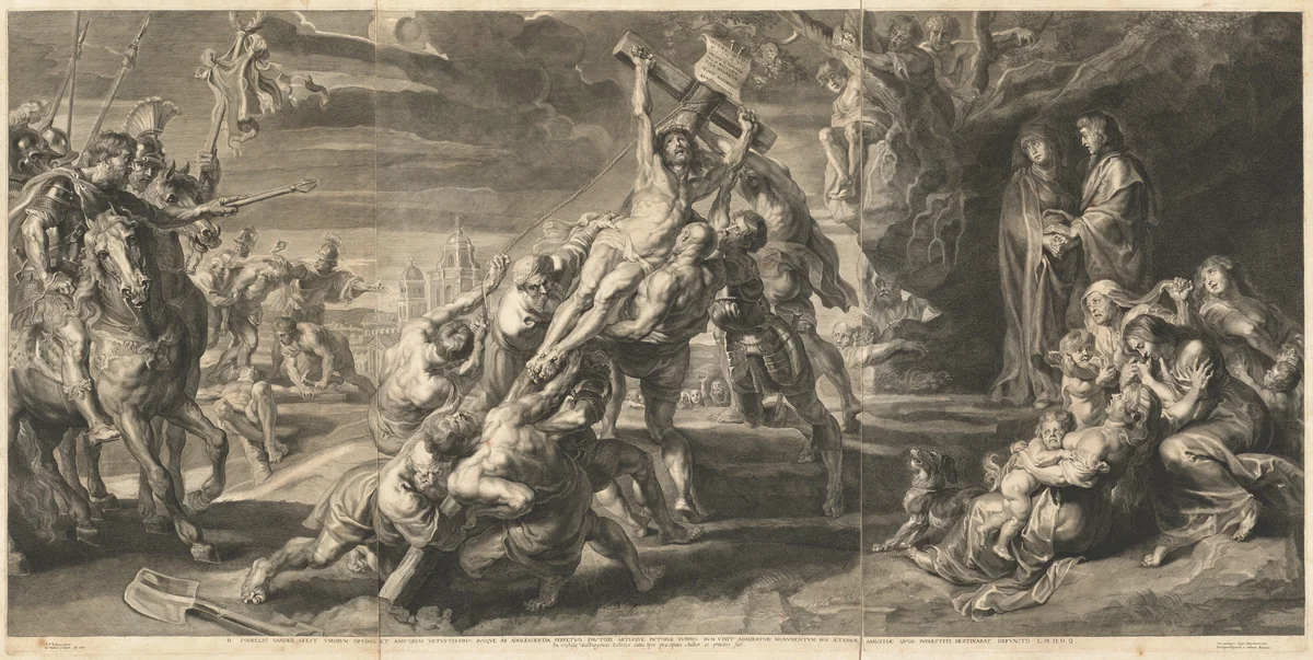 The Elevation of the Cross by Jan Witdoeck, print, 1615-1635