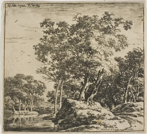 Landscape, from Set of Landscapes by Herman Naijwincx, print, 1644-1651