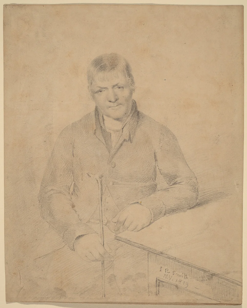 Man Seated at a Table by John Rubens Smith, drawing, 1819