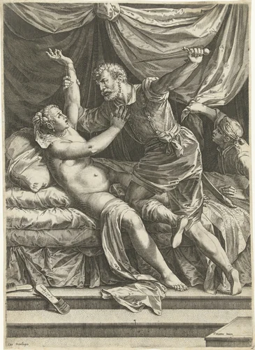 Lucretia en Sextus by Unknown, print, 1571