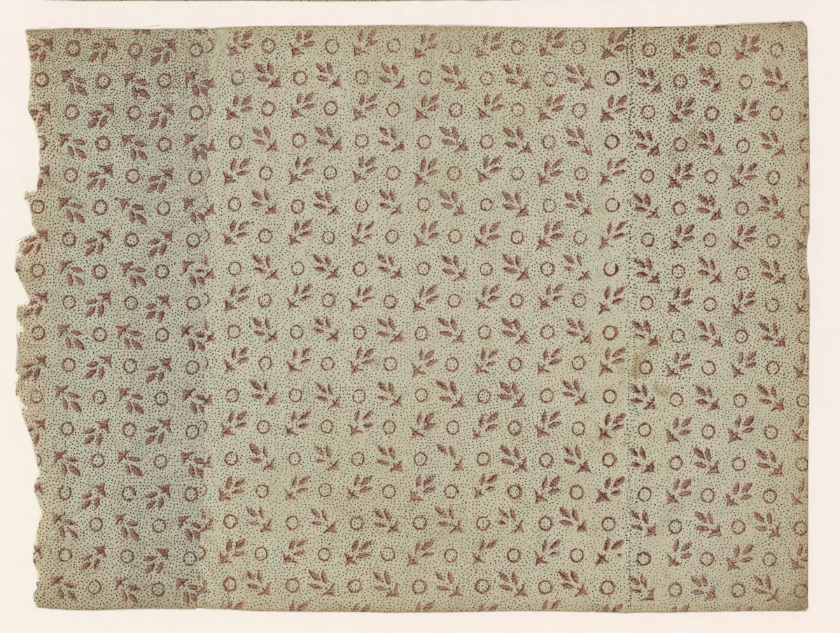 Blad met strooipatroon van bladmotief en cirkel op puntenfond by anonymous, other, 1750-1900