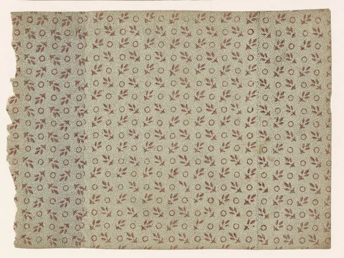 Blad met strooipatroon van bladmotief en cirkel op puntenfond by anonymous, other, 1750-1900