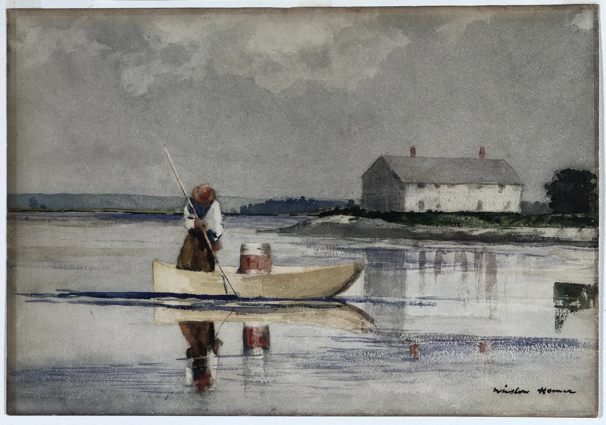 Spearing Eels by Winslow Homer, drawing, 1880-1900