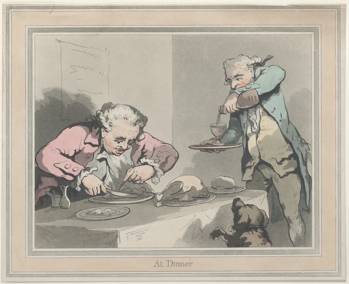 At Dinner by Thomas Rowlandson, print, 1790