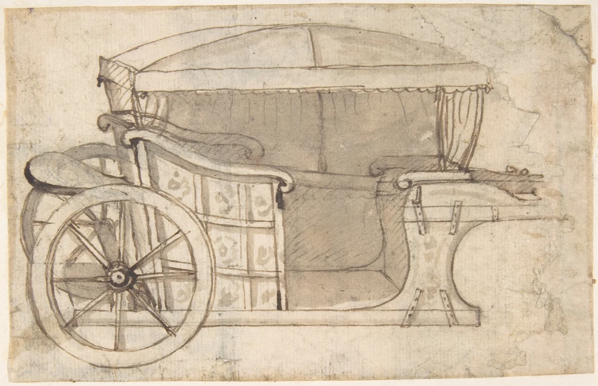 Design for a Carriage by anonymous, drawing, 1700-1800
