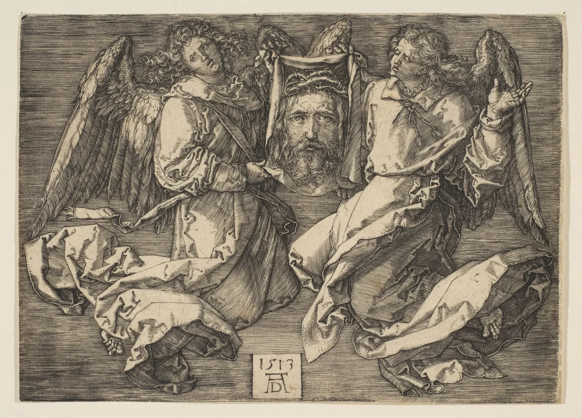 Sudarium Held by Two Angels by Albrecht Dürer, print, 1513