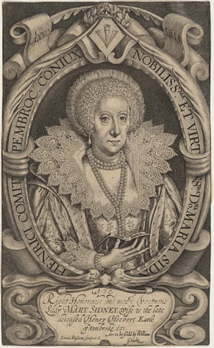 Mary Sidney, Countess of Pembroke by Simon van de Passe, print, 1618
