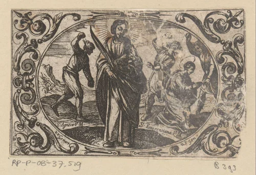H. Agnes en H. Emerentiana by Antonio Tempesta, print, 1565-1630